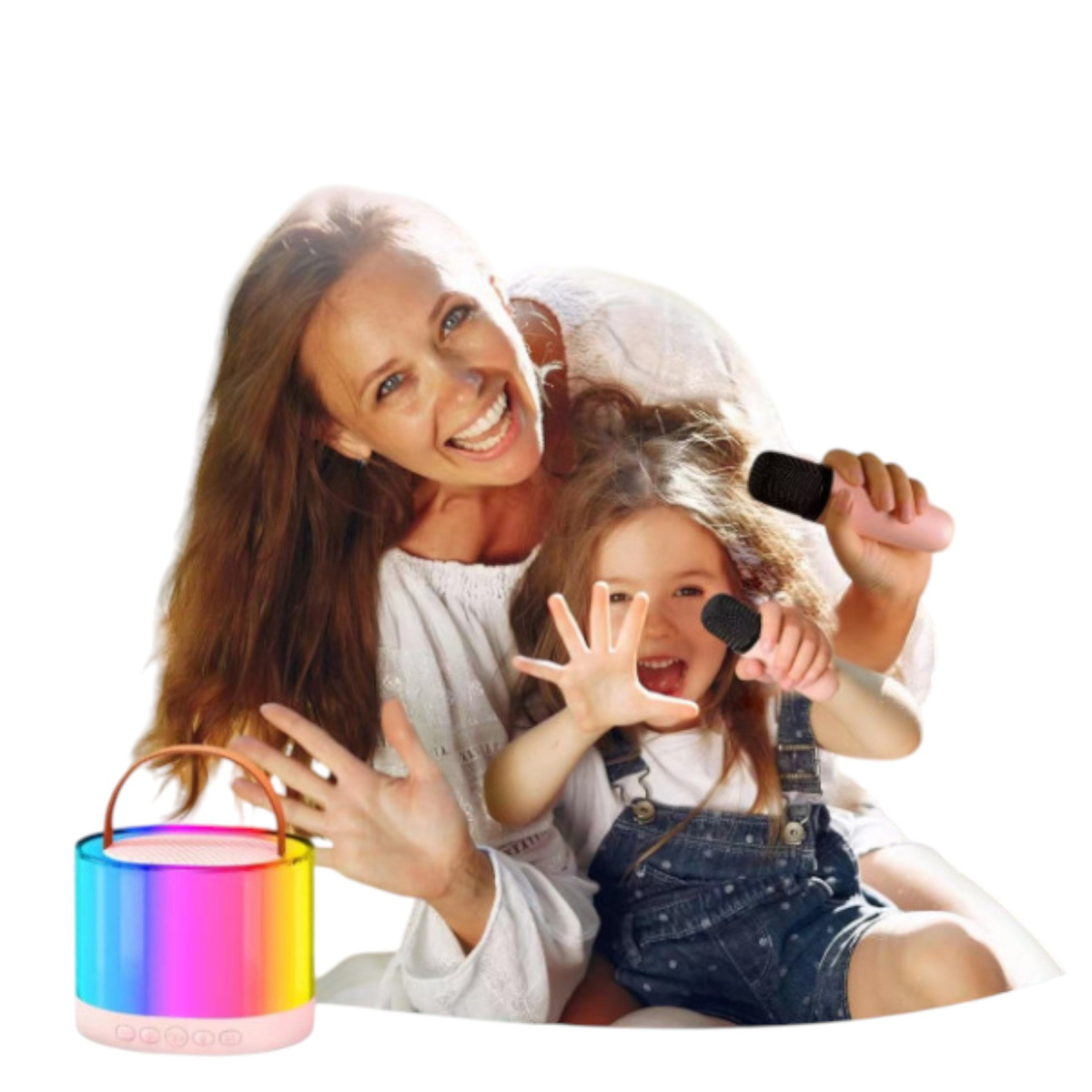 ZESTAW KARAOKE 2 MIKROFONY BEZPRZEWODOWY PRZENOŚNY GŁOŚNIK BLUETOOTH LED