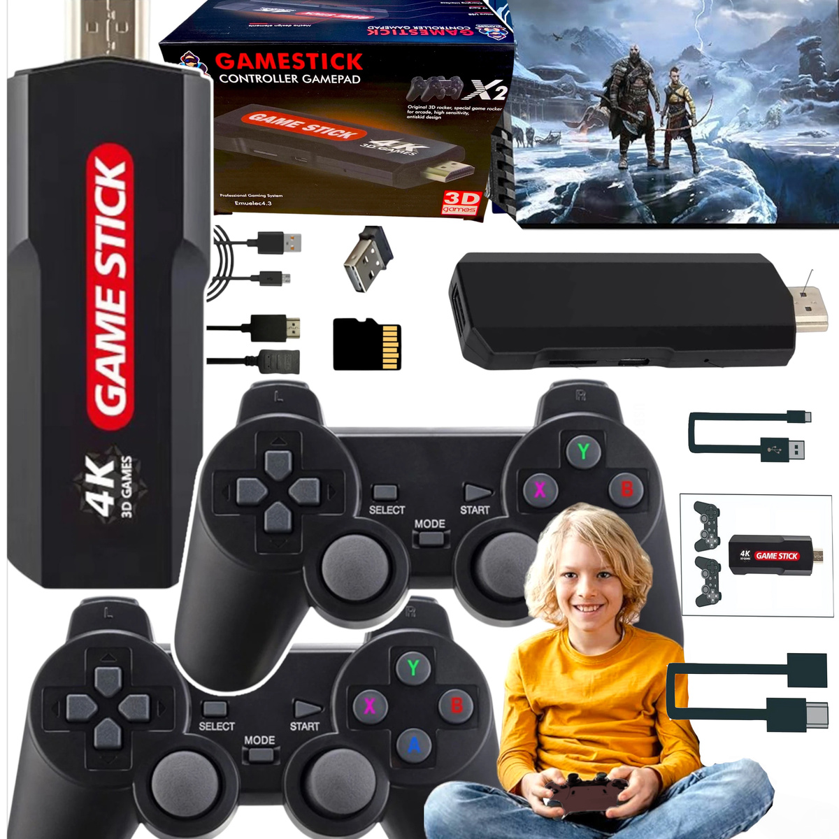 KONSOLA RETRO PRZENOŚNA GRA TELEWIZYJNA 2 PADY 40000 GIER HDMI 4K GIERKA !!