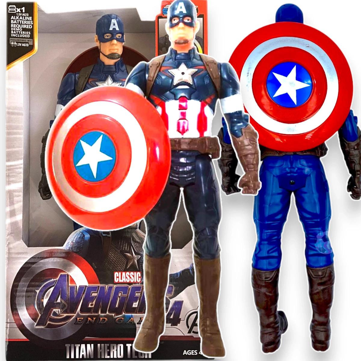 KAPITAN AMERYKA FIGURKA DUŻA RUCHOMA + TARCZA AVENGERS ŚWIECI DŹWIĘK 30CM