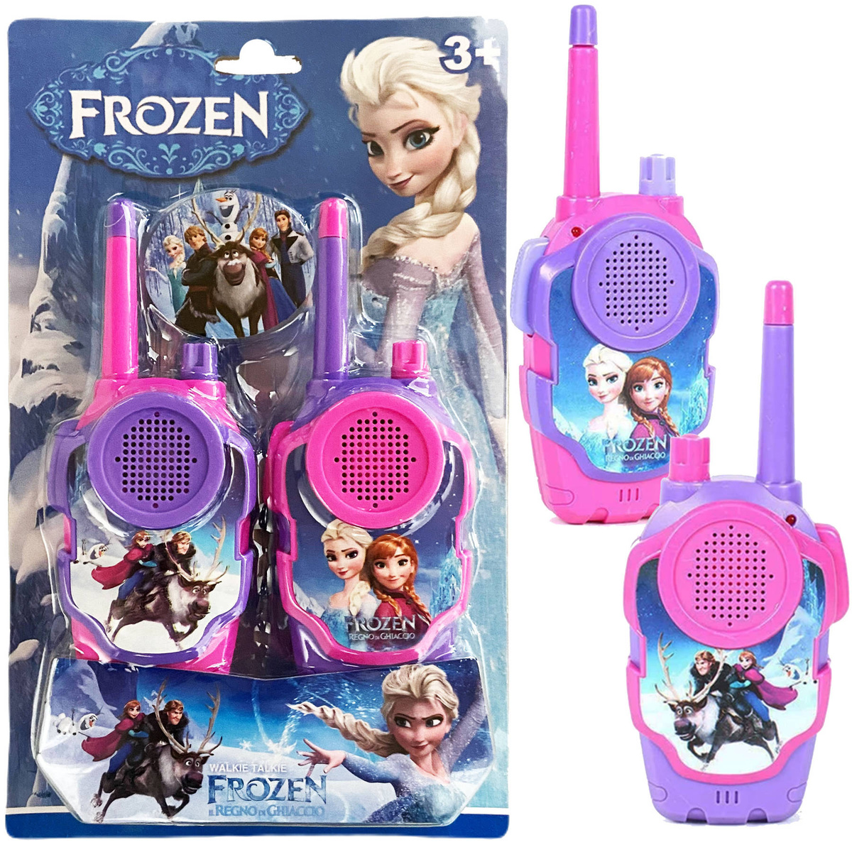 WALKIE TALKIE 2x KRÓTKOFALÓWKA KRAINA LODU ZESTAW ELSA ANNA SŁUCHAWKI