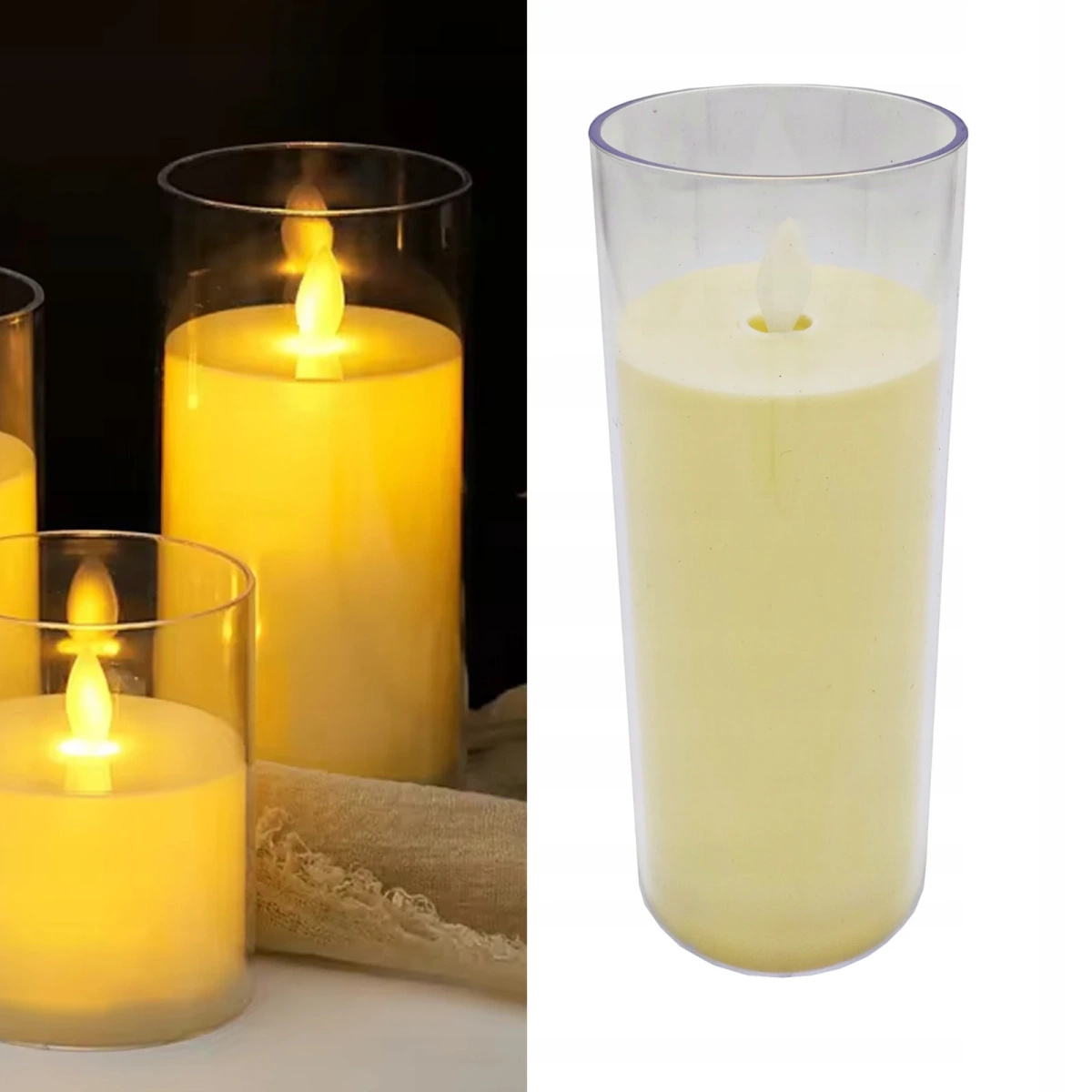 ŚWIECZKA LED 15CM ELEKTRYCZNY WKŁAD DO ZNICZY ŚWIECA EFEKT PŁOMIENIA ZNICZ (Zestaw 18 sztuk)