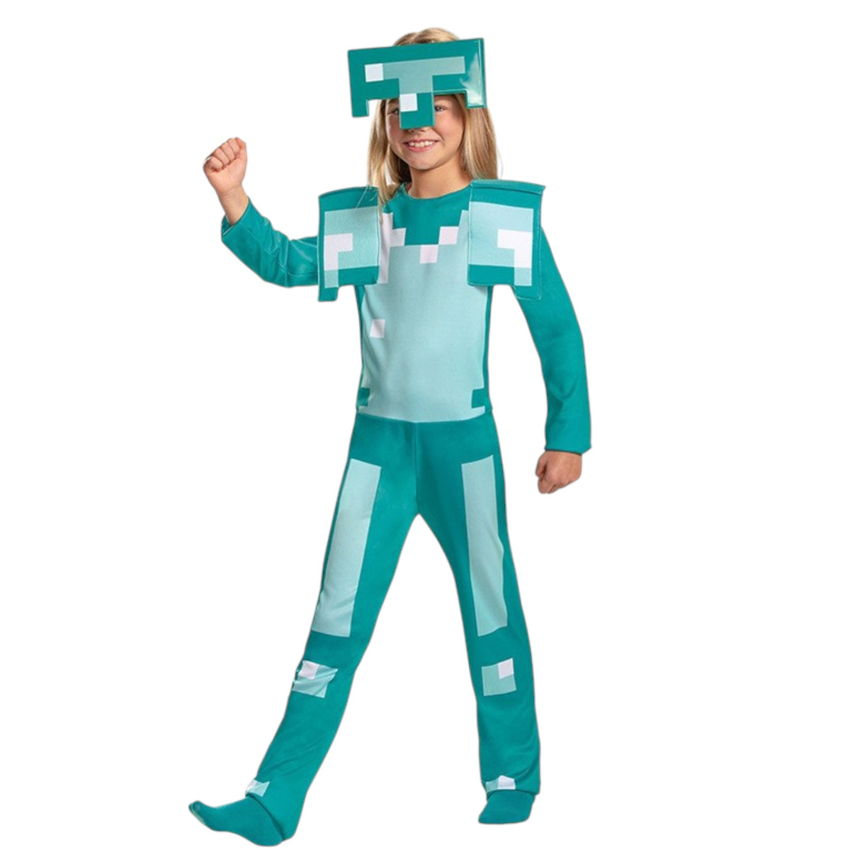 STRÓJ MINECRAFT PRZEBRANIE DLA CHŁOPCA STEVE DIAMENTOWY MASKA KOSTIUM BAL