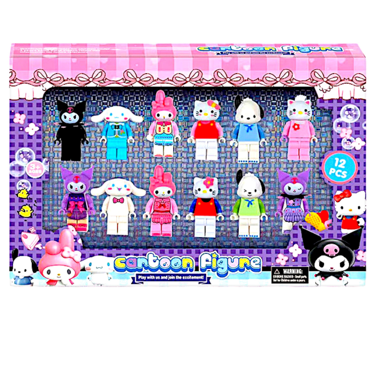 FIGURKI KUROMI DUŻY ZESTAW 12w1 FIGURKA HELLO KITTY MY MELODY KUROMI