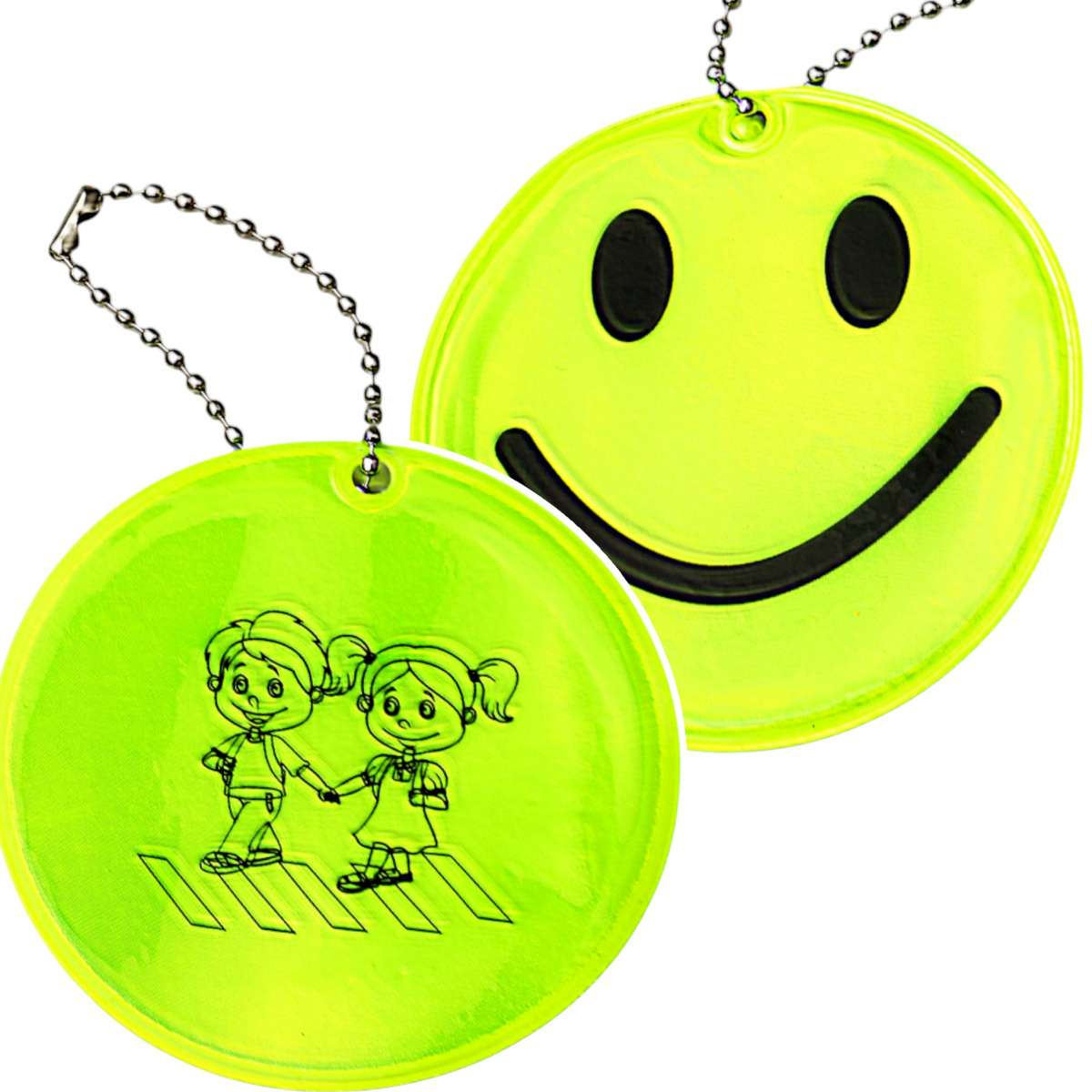 BRELOCZEK ODBLASKOWY ZAWIESZKA DO PLECAKA BUŹKA DO TORNISTRA BRELOK UŚMIECH