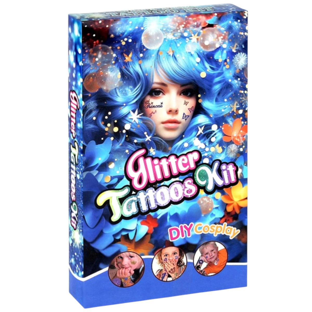TATUAŻE DLA DZIEWCZYNKI BROKATOWE ZMYWALNE 151el ZESTAW DO TATUAŻY MAKIJAŻ