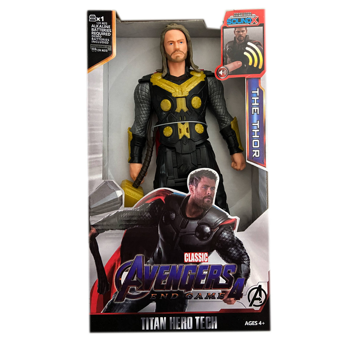 DUŻA FIGURKA THOR 30 CM DŹWIĘK ŚWIATŁO INTERAKTYWNA MARVEL AVENGERS MŁOT
