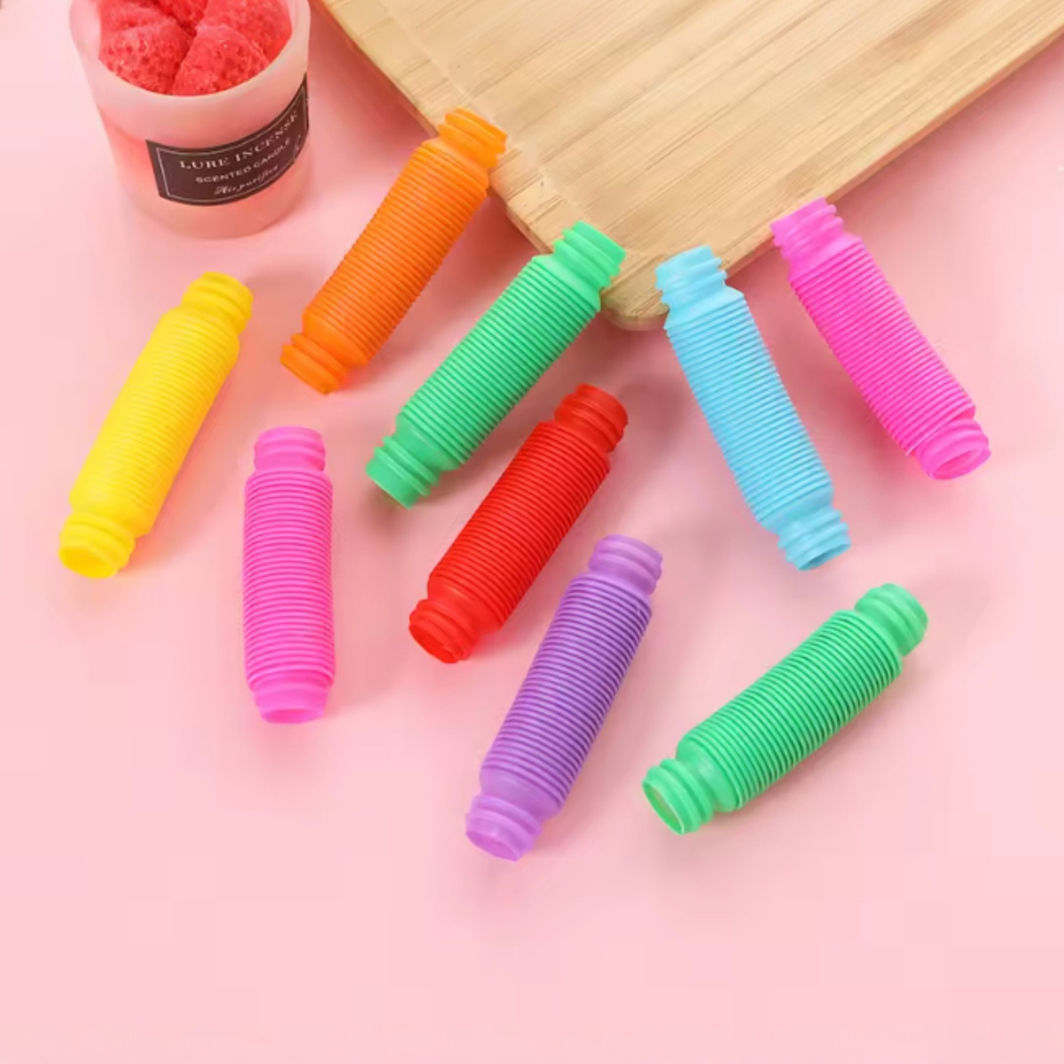 RURKA ANTYSTRESOWA SENSORYCZNA GNIOTEK RURA POP TUBE XXL MEGA ROZCIĄGLIWA - ZESTAW 16 SZTUK