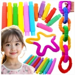 RURKA ANTYSTRESOWA SENSORYCZNA GNIOTEK RURA POP TUBE XXL MEGA ROZCIĄGLIWA - ZESTAW 4 SZTUKI