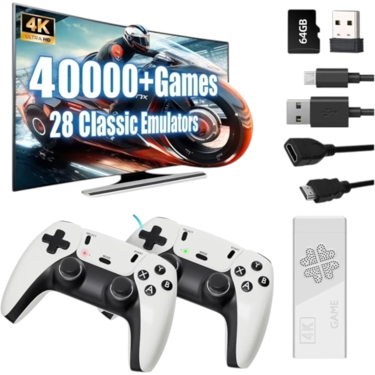 KONSOLA PRZENOŚNA RETRO M8 40000 GIER 2 PADY HDMI 4K PRO GIERKA TELEWIZYJNA