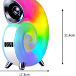 LAMPKA NOCNA LED ŚLIMAK RGB BLUETOOTH ZEGAR RADIO GŁOŚNIK APLIKACJA