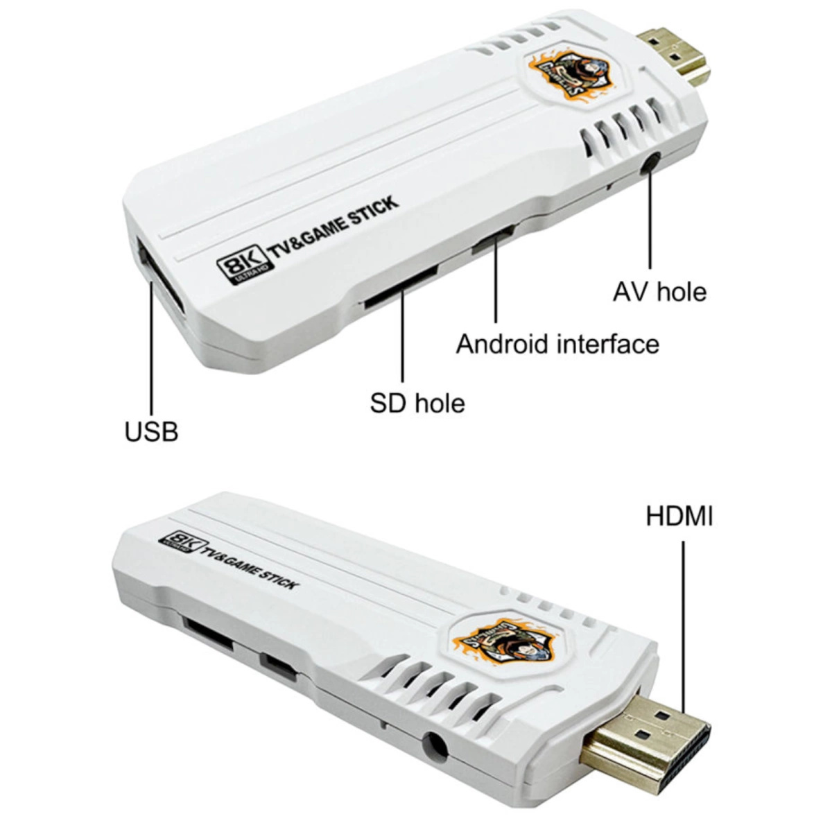 PRZENOŚNA KONSOLA RETRO HDMI 8K EMULATOR GRA 2 PADY 20000 GIER ANDROID TV