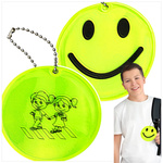 BRELOCZEK ODBLASKOWY ZAWIESZKA DO PLECAKA BUŹKA DO TORNISTRA BRELOK UŚMIECH