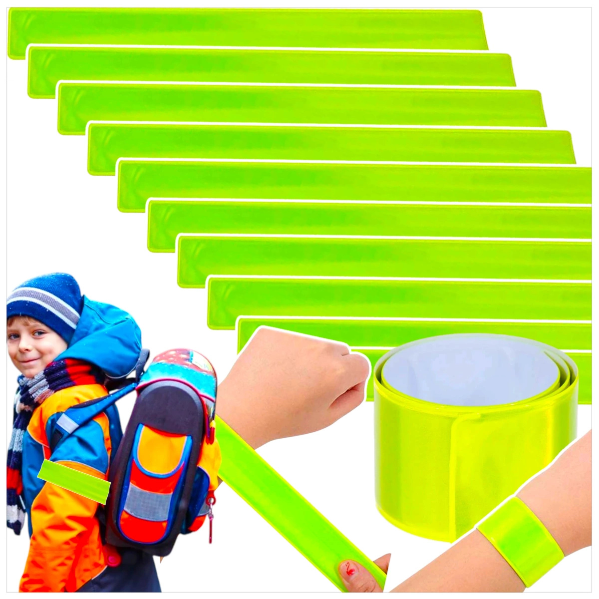 OPASKA ODBLASKOWA DO BIEGANIA DO ROWERU 30cm - ZESTAW 10 SZTUK