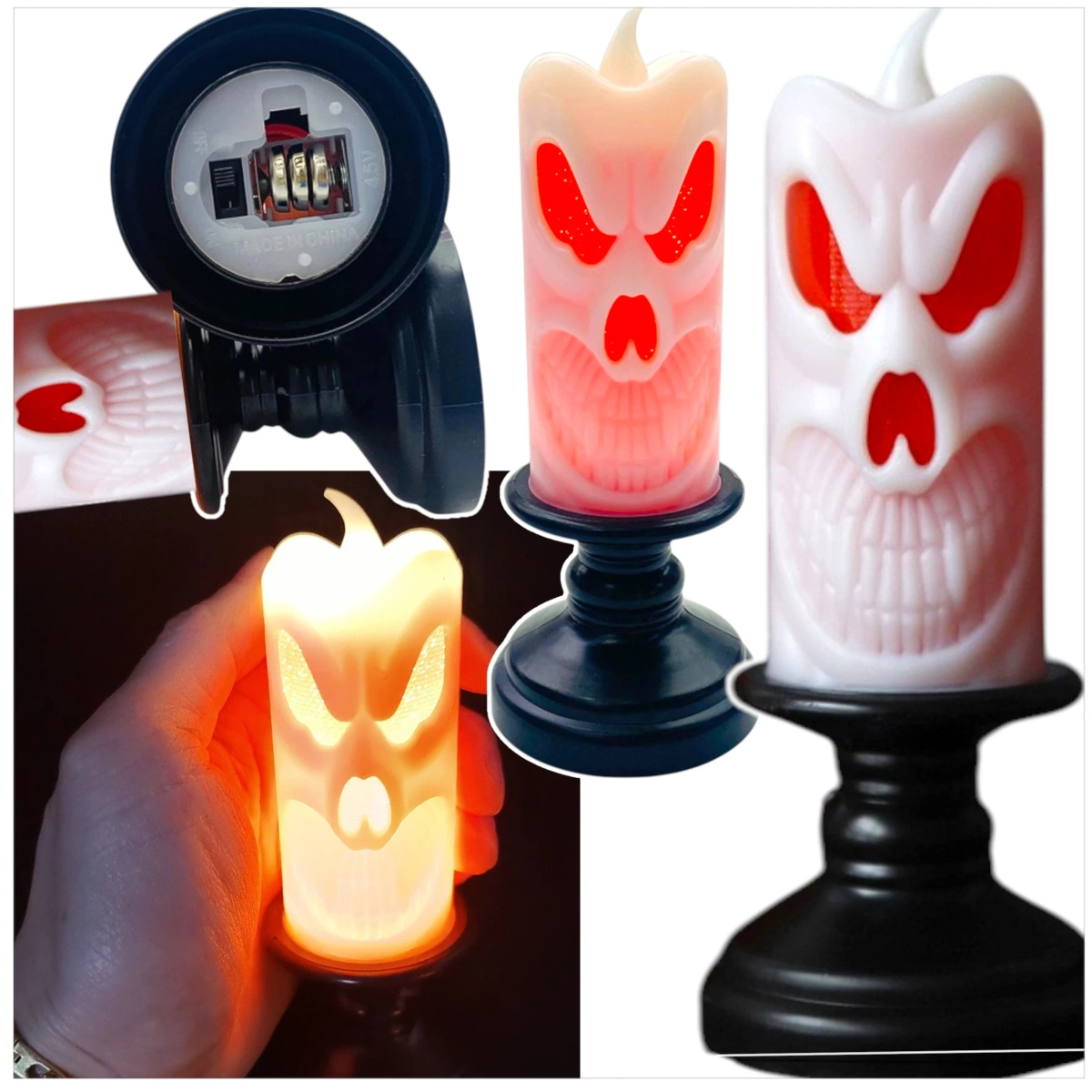 LAMPKA ELEKTRYCZNA NA HALLOWEEN OZDOBA ŚWIECZKA 13cm DUCH ŚWIECA LED 6szt.