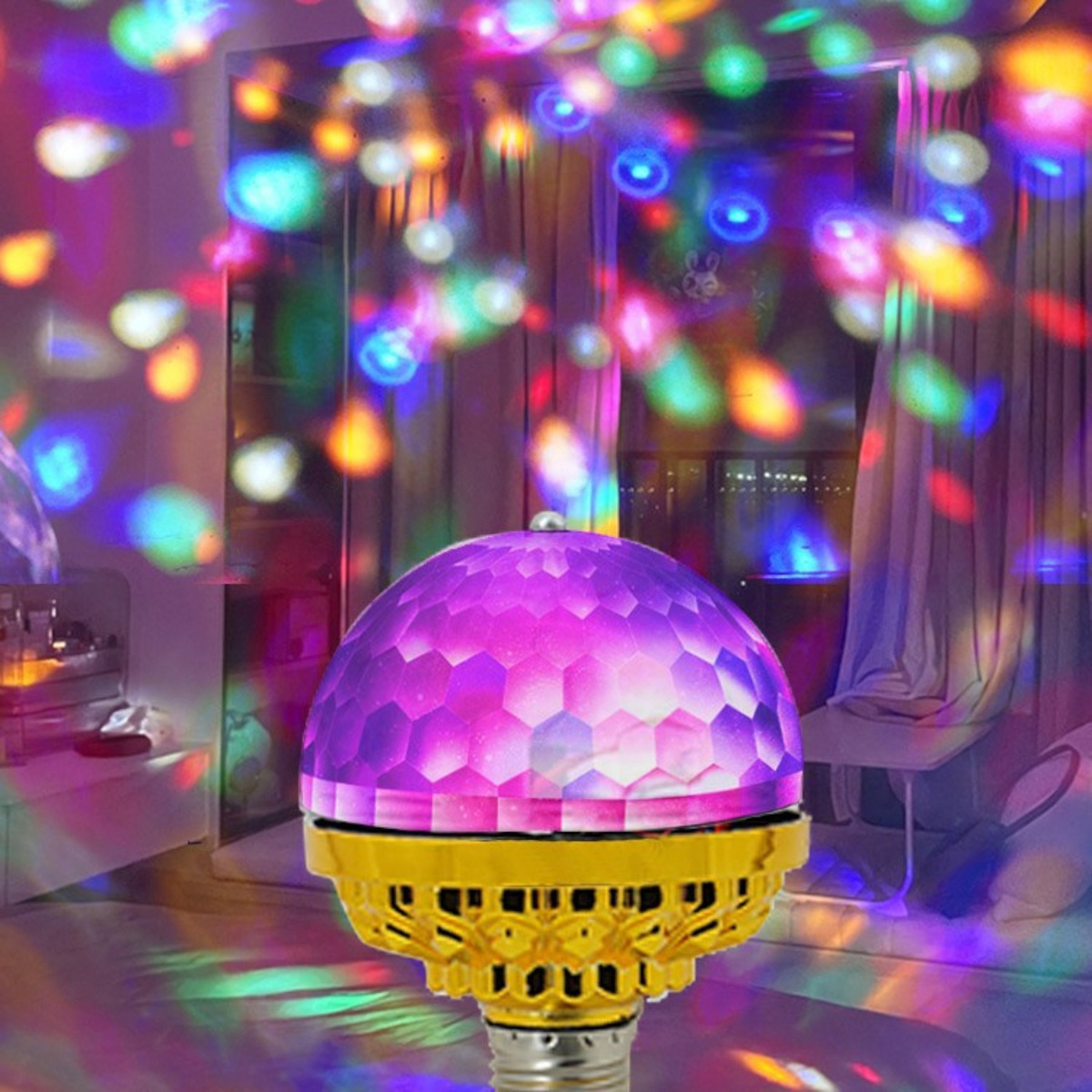 ŻARÓWKA DYSKOTEKOWA OBROTOWA LED DEKORACJA DESIGNERSKA KOLOROWY DIAMENT