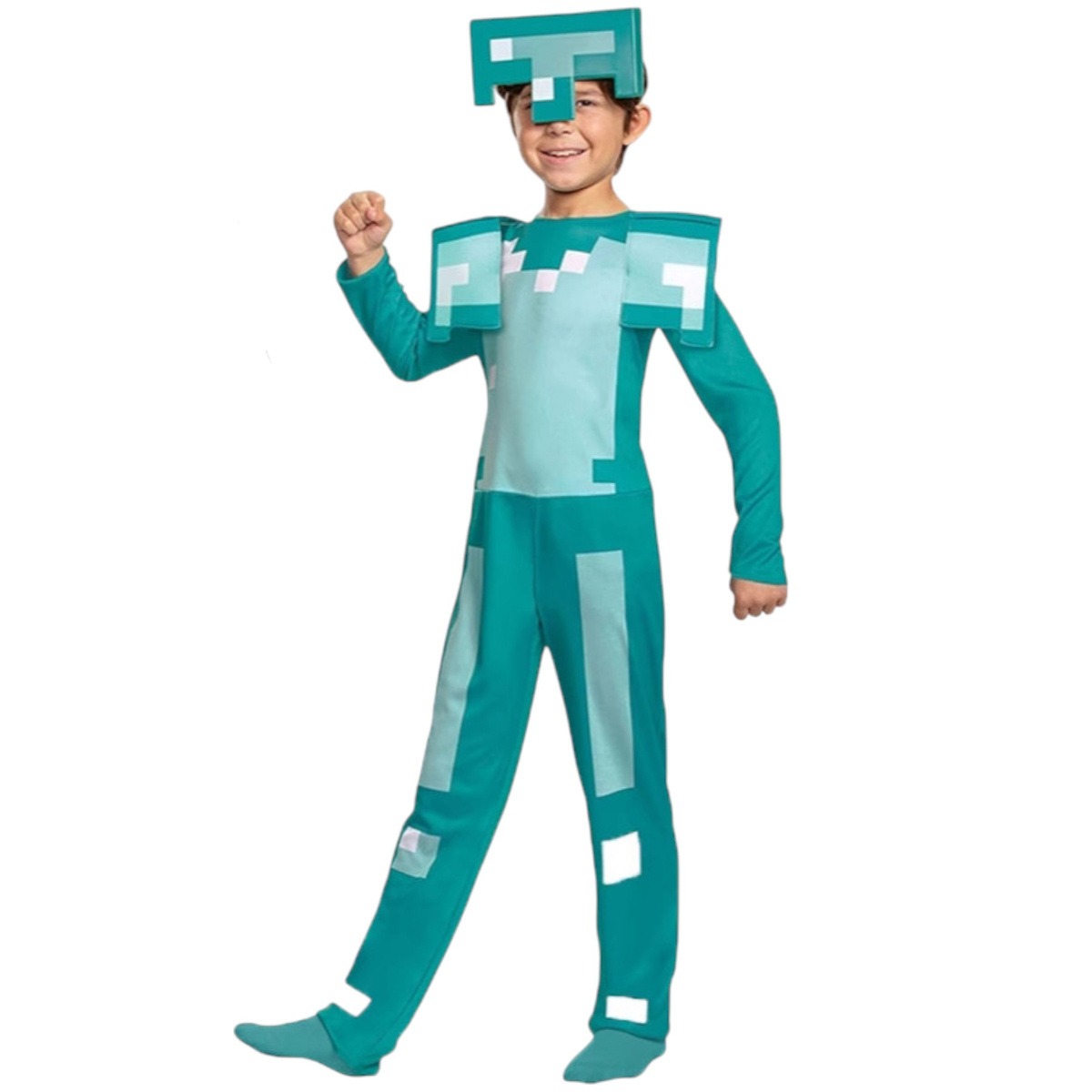 STRÓJ MINECRAFT PRZEBRANIE DLA CHŁOPCA STEVE DIAMENTOWY MASKA KOSTIUM BAL