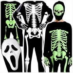 STRÓJ NA HALLOWEEN - KOŚCIOTRUP FLUORESCENCYJNY (ŚWIECI W CIEMNOŚCI) rozmiar L