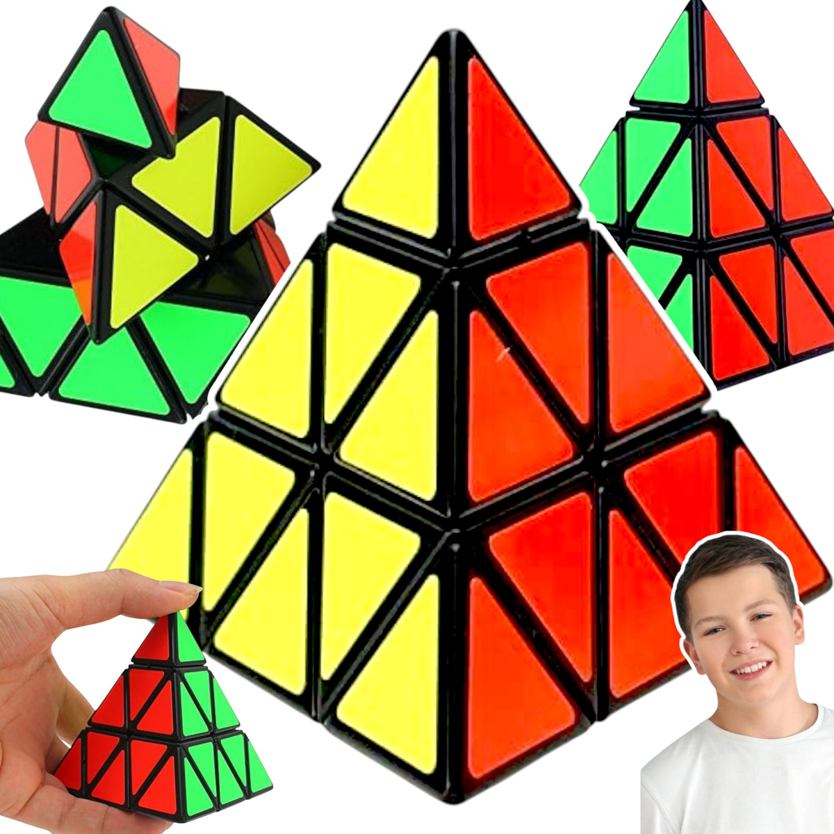 KOSTKA LOGICZNA PIRAMIDA PYRAMINX UKŁADANKA ŁAMIGŁÓWKA EDUKACYJNA DLA DZIECI