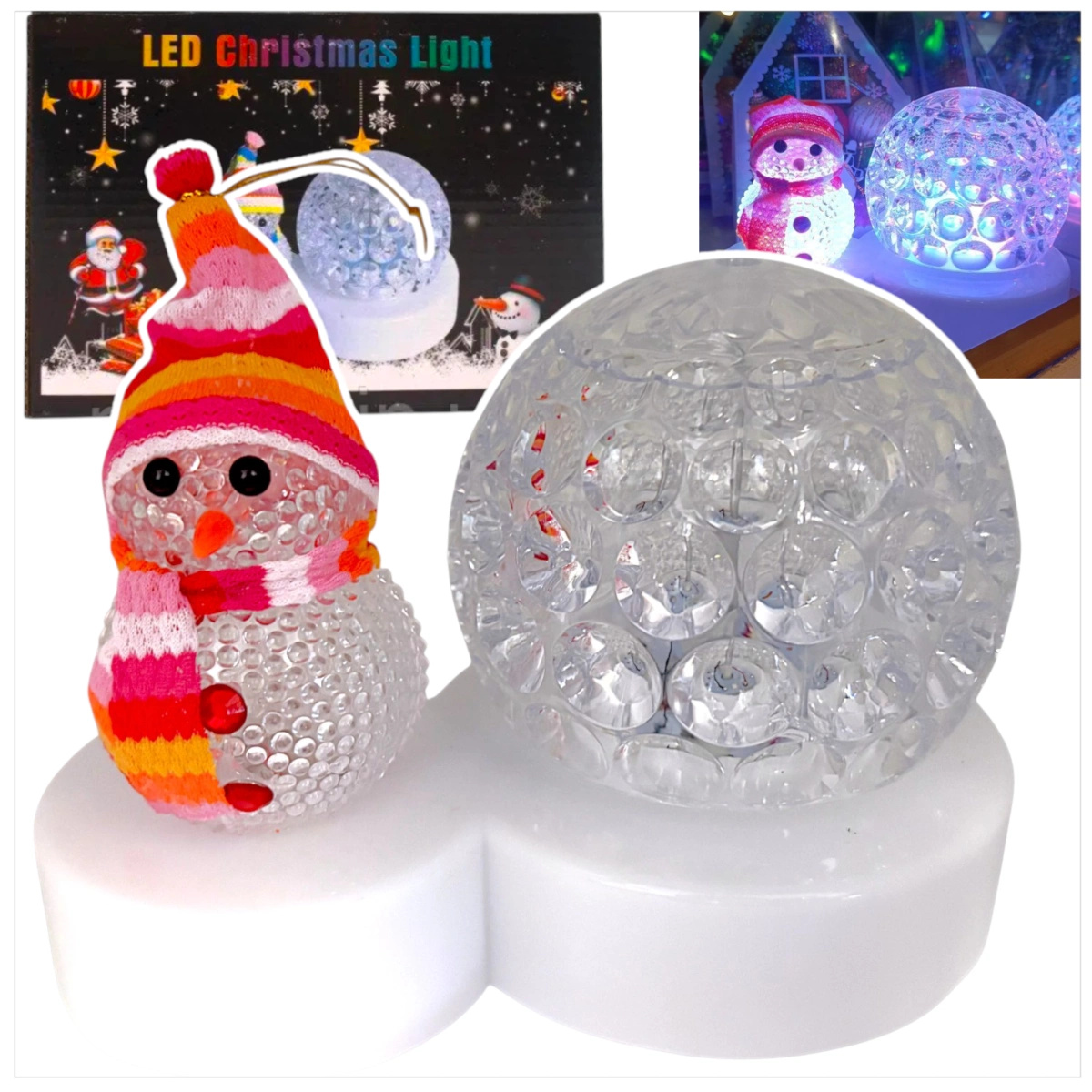 LAMPKA NOCNA Z PROJEKTOREM OZDOBA ŚWIĘTA BOŻE NARODZENIE KRYSZTAŁOWA KULA