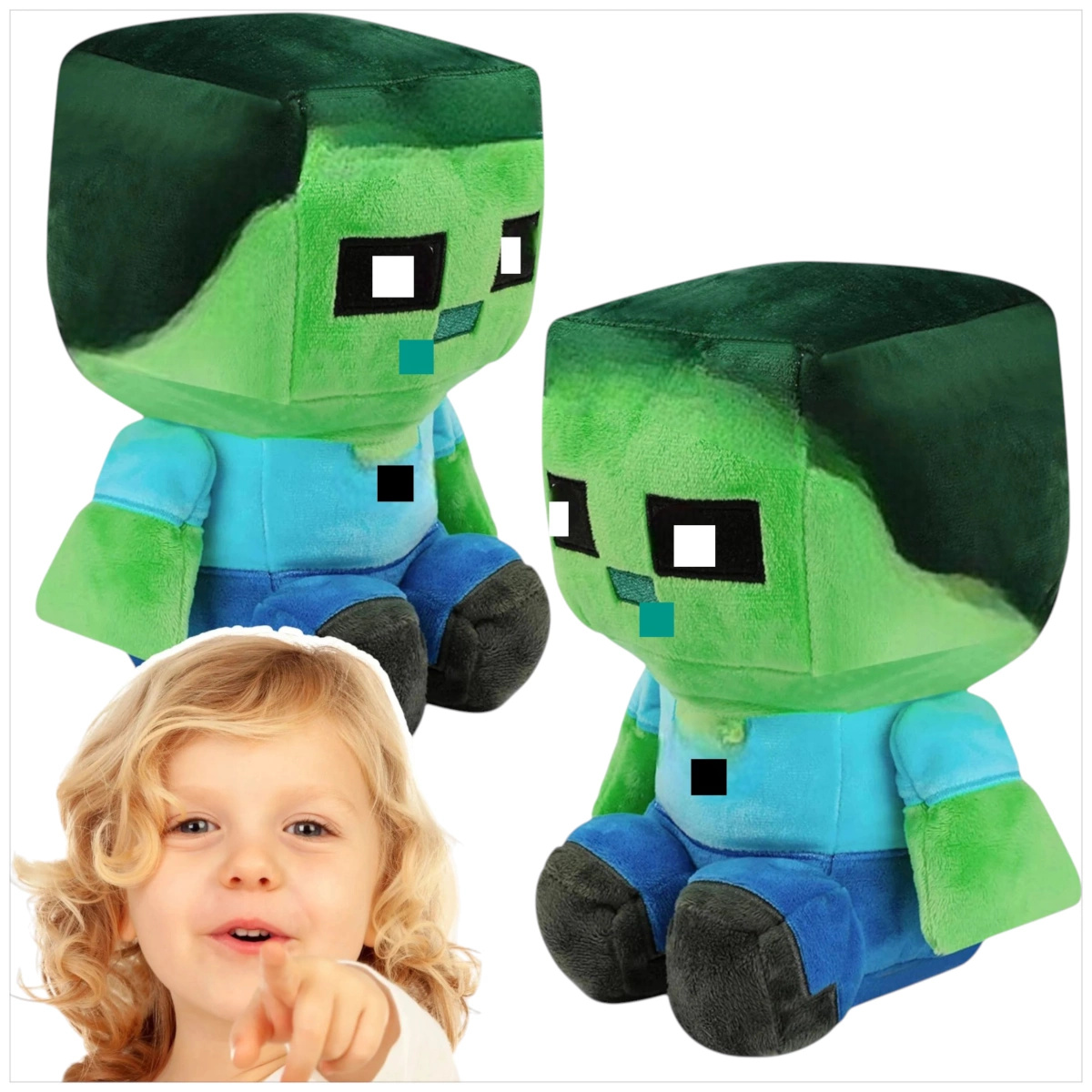 MINECRAFT BABY ZOMBIE PLUSZOWA MASKOTKA Z GRY PLUSZAK DUŻA PRZYTUALNKA 