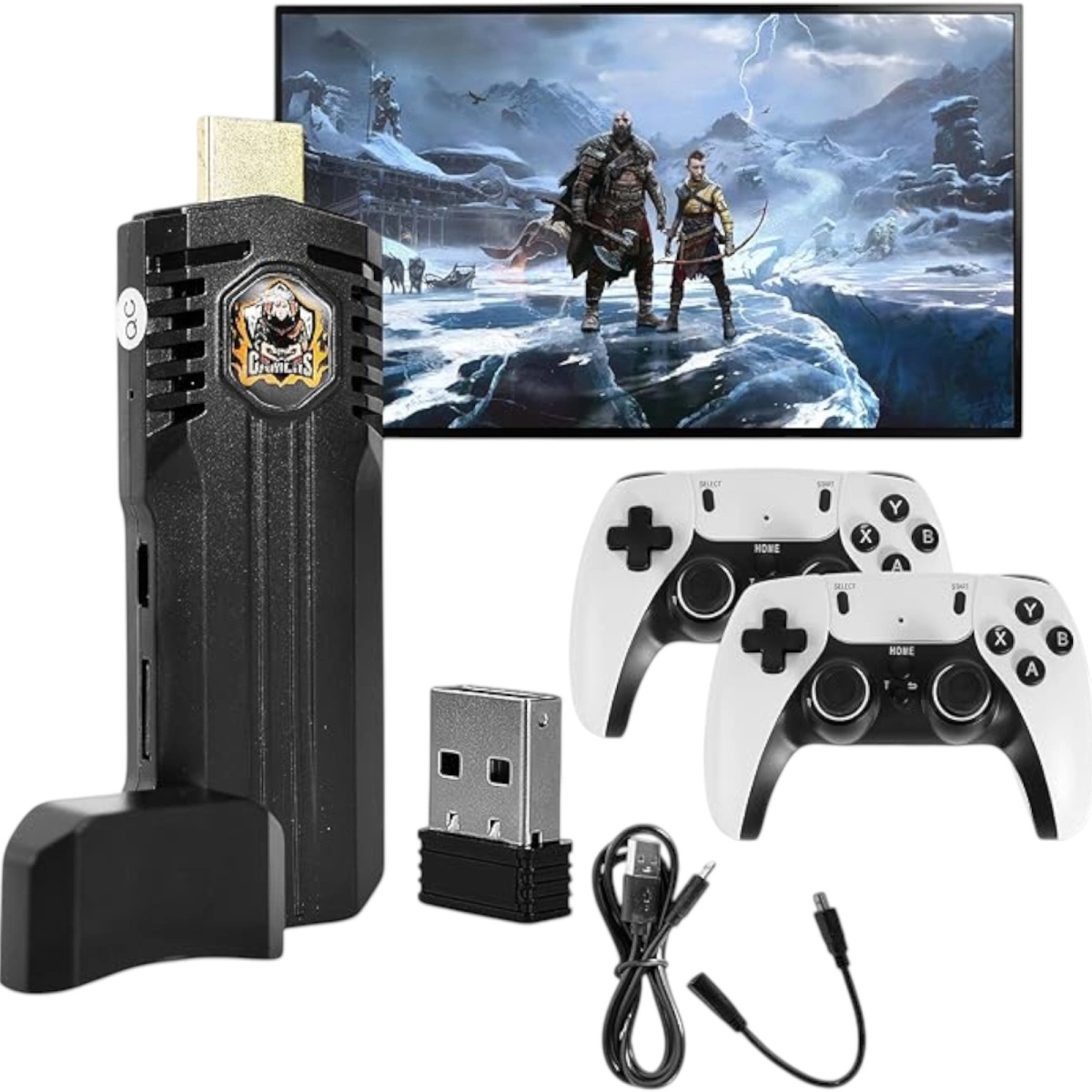 KONSOLA RETRO GRA TELEWIZYJNA PRZENOŚNA 30000 GIER 2 PADY BEZPRZEWODOWE 64G