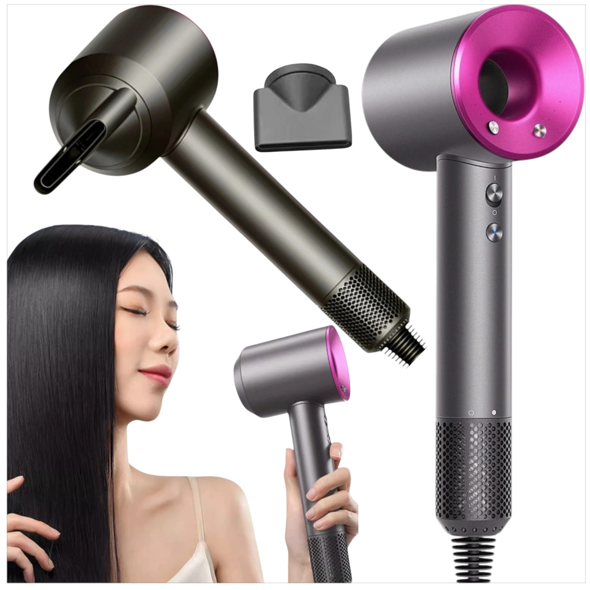 PROFESJONALNA SUSZARKA DO WŁOSÓW DRYER 1600W ULTRA JONIZACJA + KOŃCÓWKA