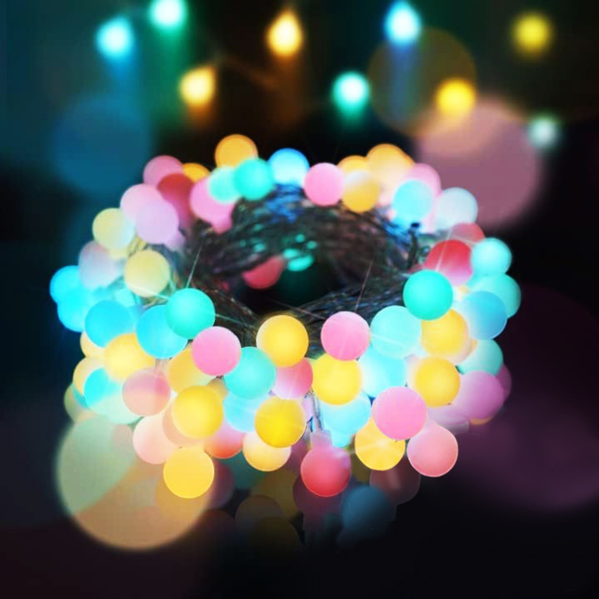 LAMPKI ŚWIĄTECZNE KULECZKI DEKORACJA ŁAŃCUCH LED 20 KOLOROWYCH KULEK