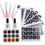 DUŻY ZESTAW DO TATUAŻY SZABLONY TATUAŻE BROKATOWE MAKIJAŻ MALOWANIE TWARZY