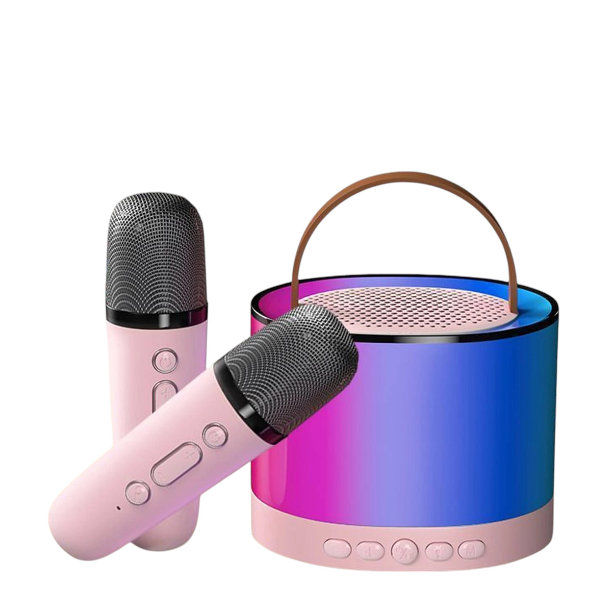 ZESTAW KARAOKE 2 MIKROFONY BEZPRZEWODOWY PRZENOŚNY GŁOŚNIK BLUETOOTH LED