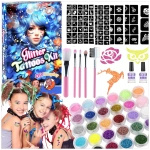 TATUAŻE DLA DZIEWCZYNKI BROKATOWE ZMYWALNE 151el ZESTAW DO TATUAŻY MAKIJAŻ