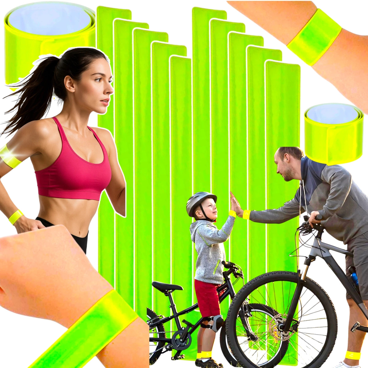 OPASKA ODBLASKOWA DO BIEGANIA DO ROWERU 40cm - ZESTAW 10 SZTUK