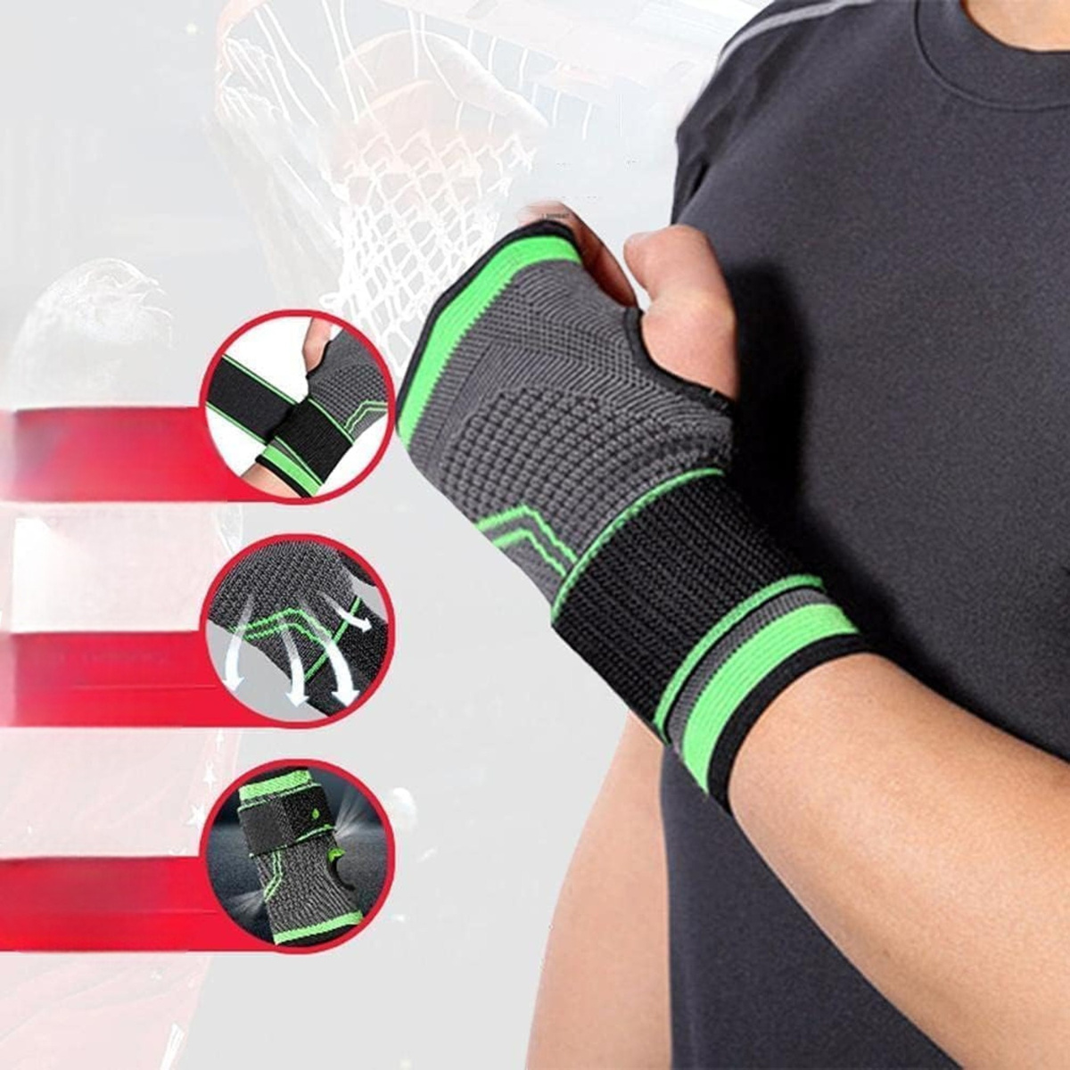 STABILIZATOR NADGARSTKA OPASKA NA NADGARSTEK ELASTYCZNA USZYTWNIACZ DŁONI