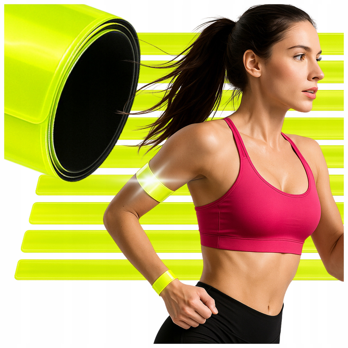 OPASKA ODBLASKOWA DO BIEGANIA DO ROWERU 30cm - ZESTAW 10 SZTUK