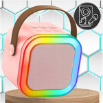 GŁOŚNIK BLUETOOTH PRZENOŚNE KARAOKE LAMPKA RGB MIKROFON USB SD MINI JACK