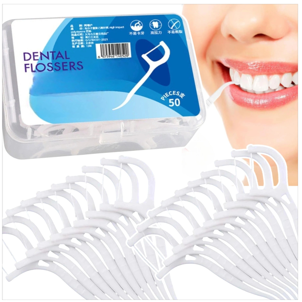 WYKAŁACZKI Z NICIĄ DENTYSTYCZNĄ NITKO WYKAŁACZKI DO ZĘBÓW ZESTAW 400 SZTUK