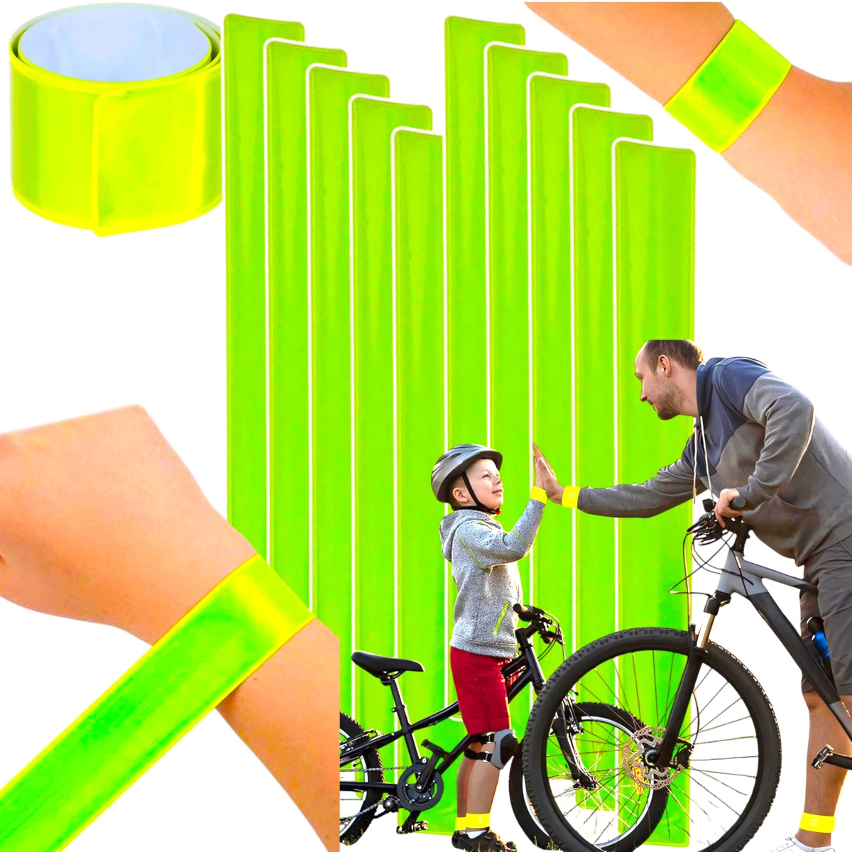 OPASKA ODBLASKOWA DO BIEGANIA DO ROWERU 40cm - ZESTAW 10 SZTUK