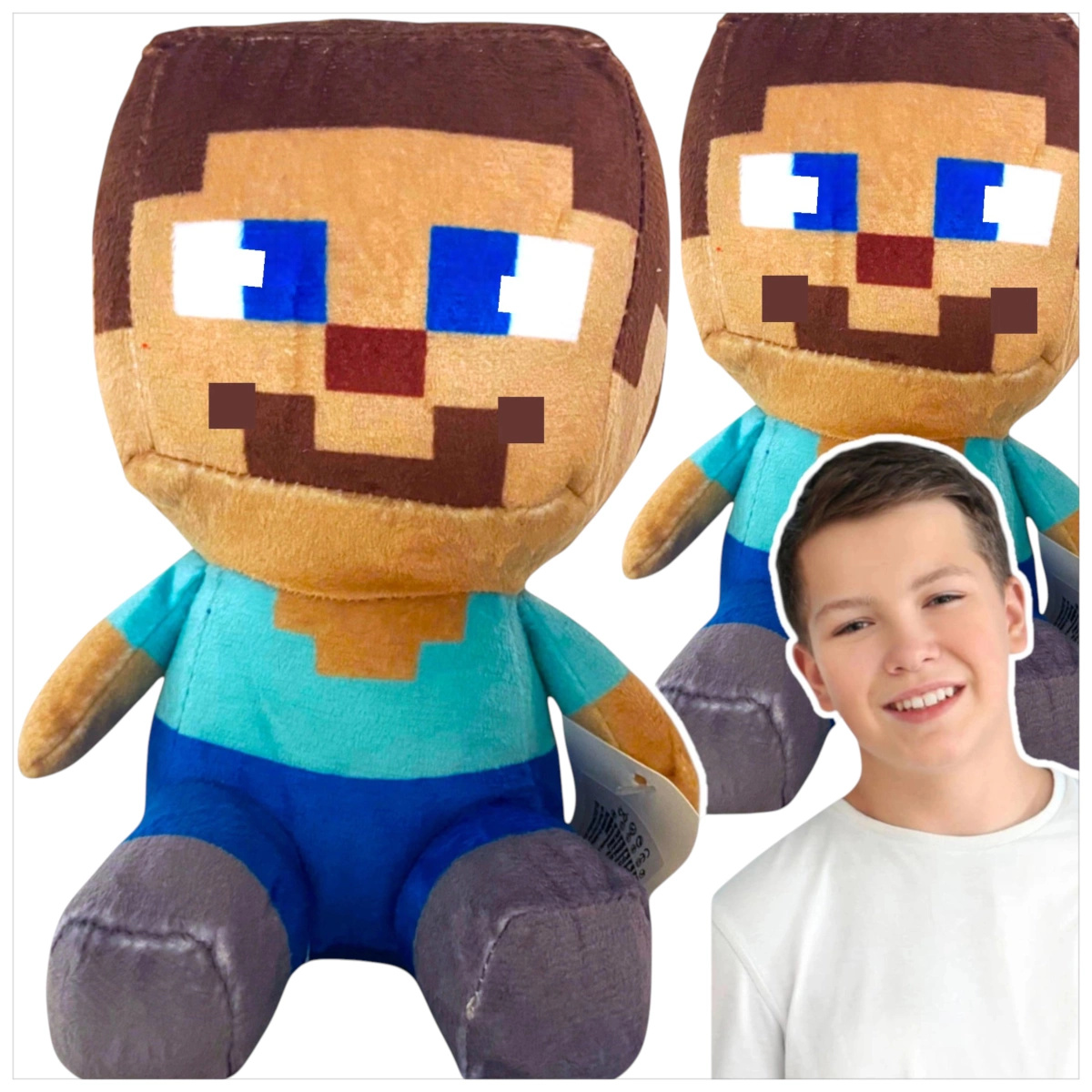 DUŻA PLUSZOWA MASKOTKA  MINECRAFT STEVE PLUSZAK POSTAĆ Z GRY PRZYTULANKA