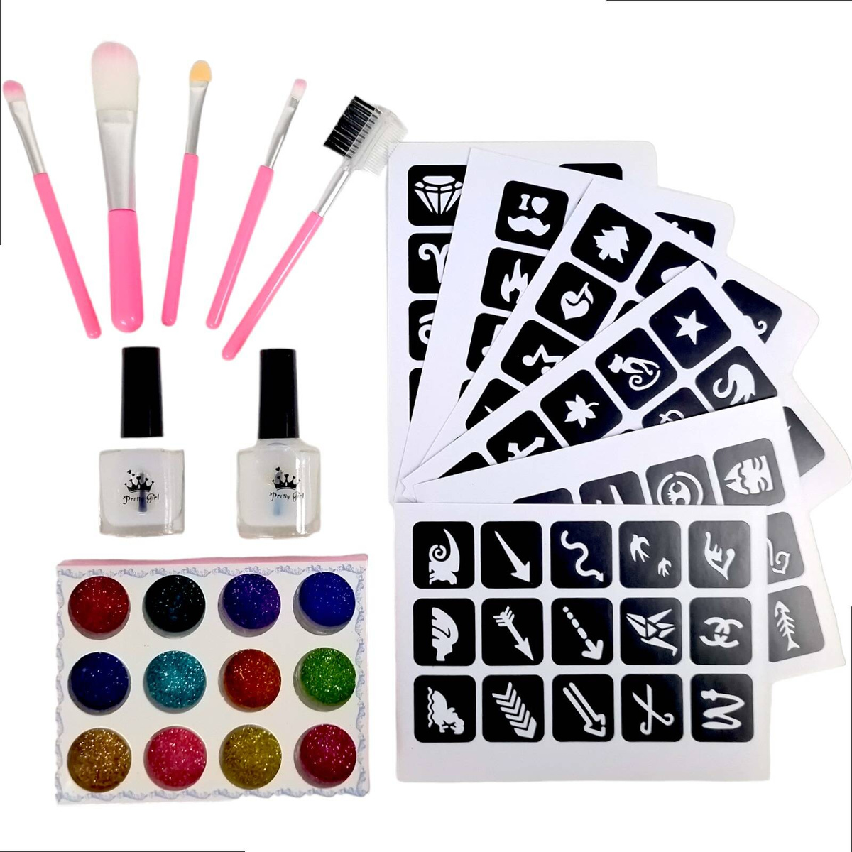 DUŻY ZESTAW DO TATUAŻY SZABLONY TATUAŻE BROKATOWE MAKIJAŻ MALOWANIE TWARZY