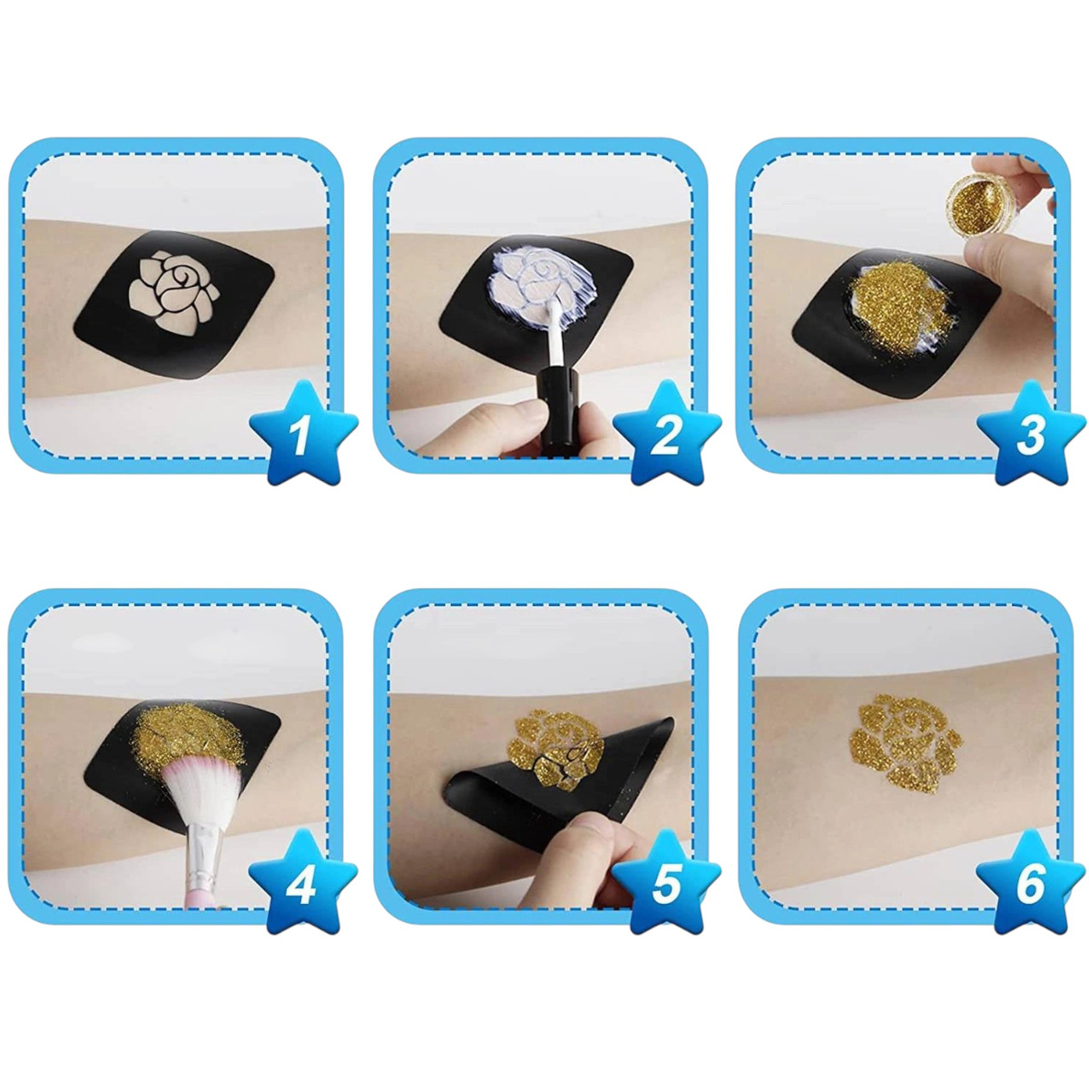 TATUAŻE DLA DZIEWCZYNKI BROKATOWE ZMYWALNE 151el ZESTAW DO TATUAŻY MAKIJAŻ