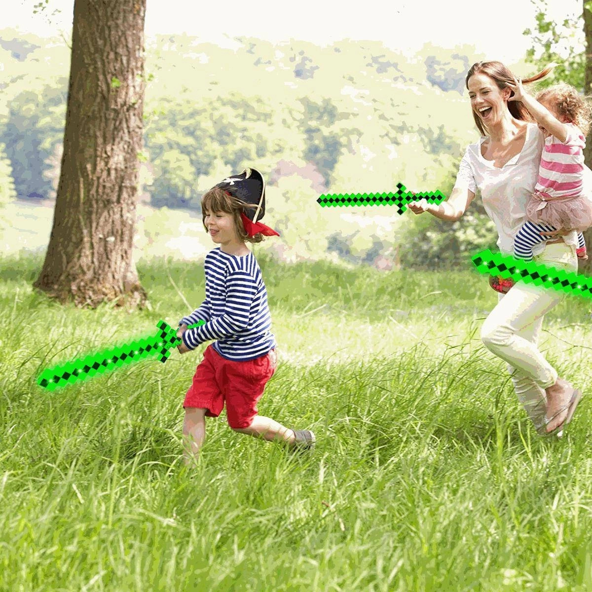 MINECRAFT - ZWSTAW 7 FIGUREK Z GRY DUŻY ZESTAW 8W1 MIECZ PIXEL ŚWIECĄCY 