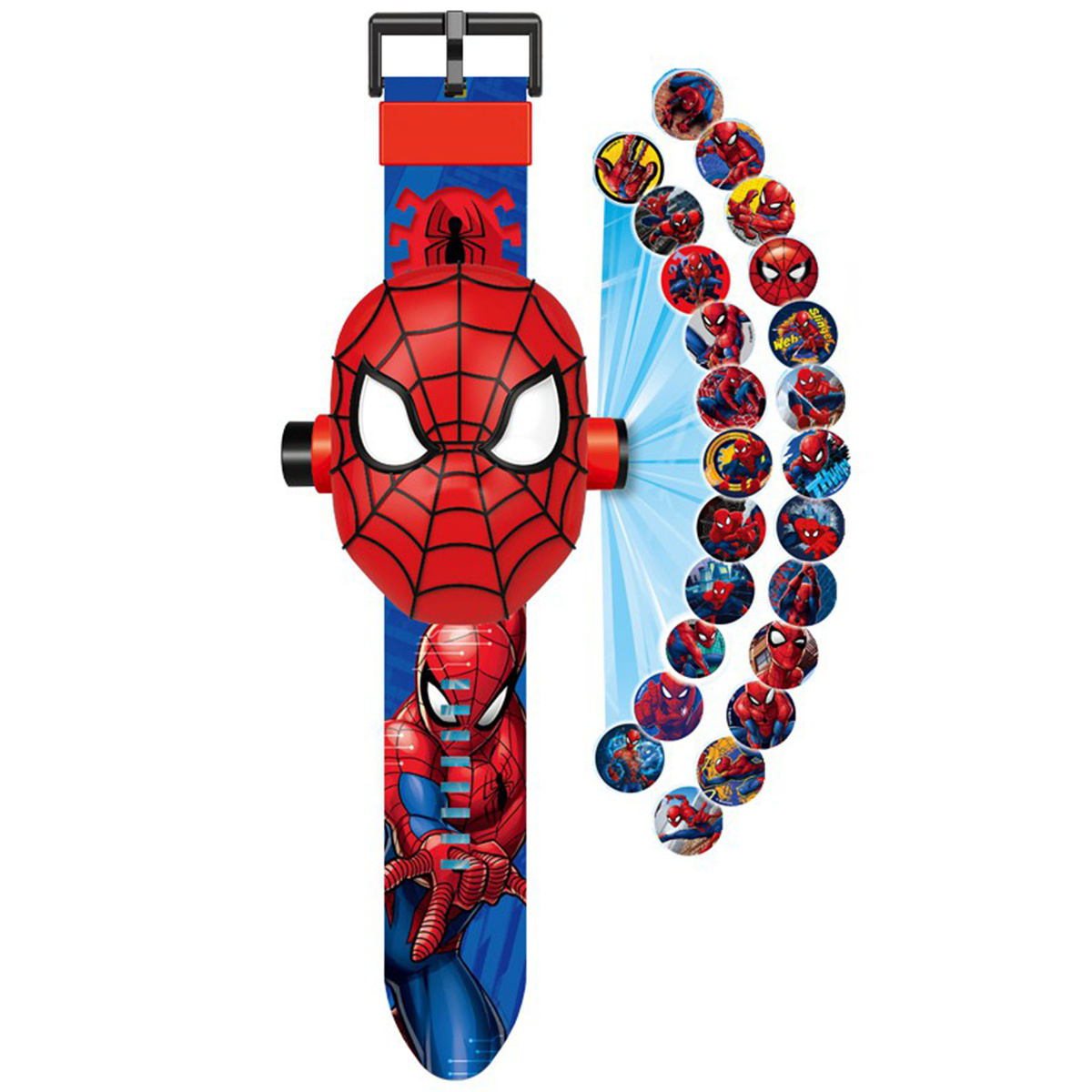 ZEGAREK 3D Z PROJEKTOREM SPIDERMAN CZŁOWIEK PAJĄK WYŚWIETLA OBRAZKI FIGURKA