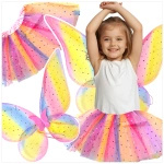 STRÓJ MAGICZNA KSIĘŻNICZKA KOSTIUM DLA DZIEWCZYNKI SKRZYDEŁKA SPÓDNICZKA