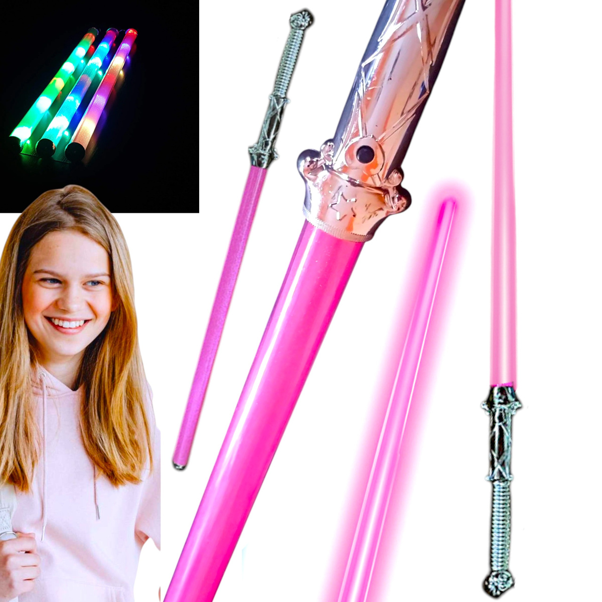 KOLOROWY MIECZ ŚWIETLNY MIECZ ŚWIECĄCY DŁUGI 70CM XXL