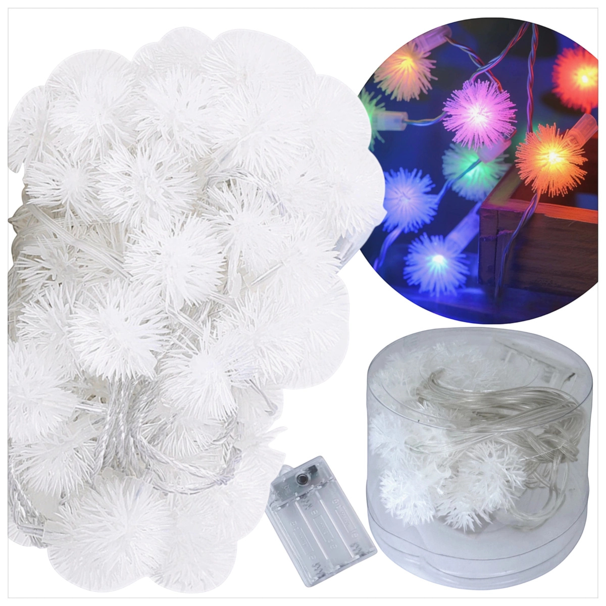 LAMPKI ŚWIĄTECZNE W KSZTAŁCIE ŚNIEŻYNKI DEKORACJA ŁAŃCUCH LED KOLOROWY