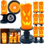 LAMPKA ELEKTRYCZNA NA HALLOWEEN OZDOBA ŚWIECZKA DYNIA LED 13CM Zestaw 6szt.