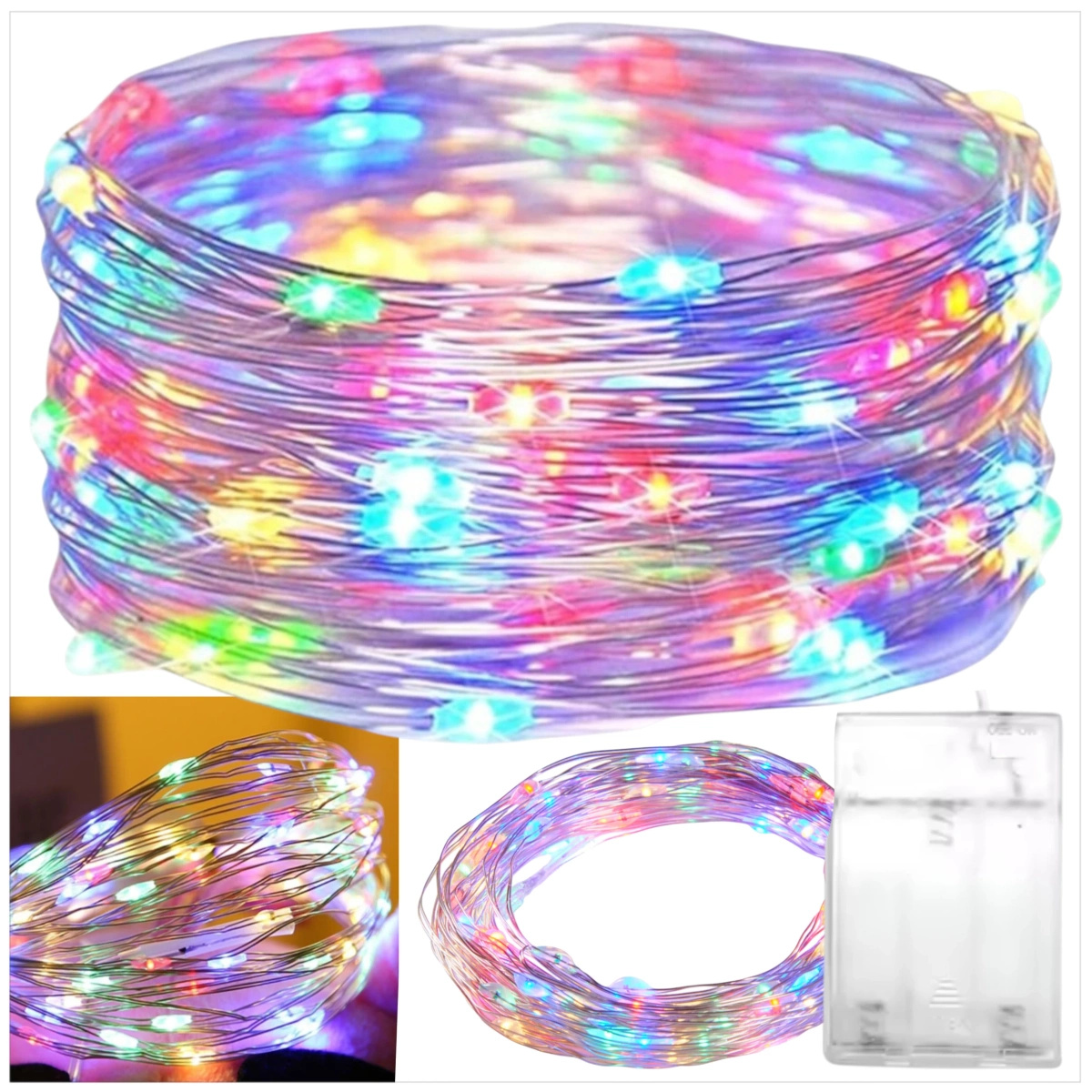 LAMPKI NA CHOINKĘ LED NA DRUCIKU ŚWIATEŁKA NA BATERIE DRUCIK OŚWIETLENIE 5M