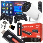 MEGA ZESTAW PROJEKTOR RZUTNIK ANDROID + KONSOLA RETRO 2x PAD 