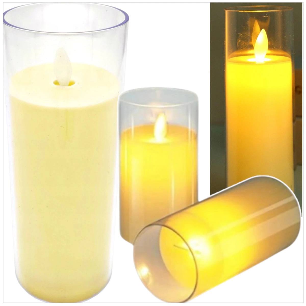 ŚWIECZKA LED 15CM ELEKTRYCZNY WKŁAD DO ZNICZY ŚWIECA EFEKT PŁOMIENIA ZNICZ