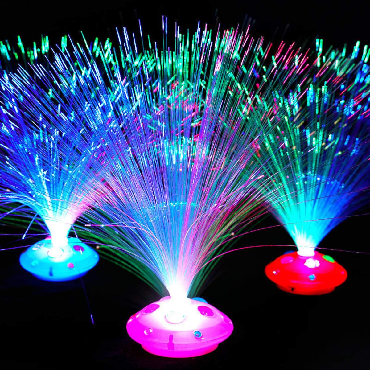 LAMPKA UFO LED FIBER LAMPA ŚWIATŁOWODOWA LED NA BATERIE ZMIENIAJĄCA KOLOR