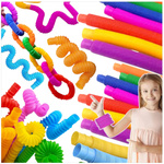 RURKA ANTYSTRESOWA SENSORYCZNA GNIOTEK RURA POP TUBE XXL MEGA ROZCIĄGLIWA - ZESTAW 24 SZTUKI